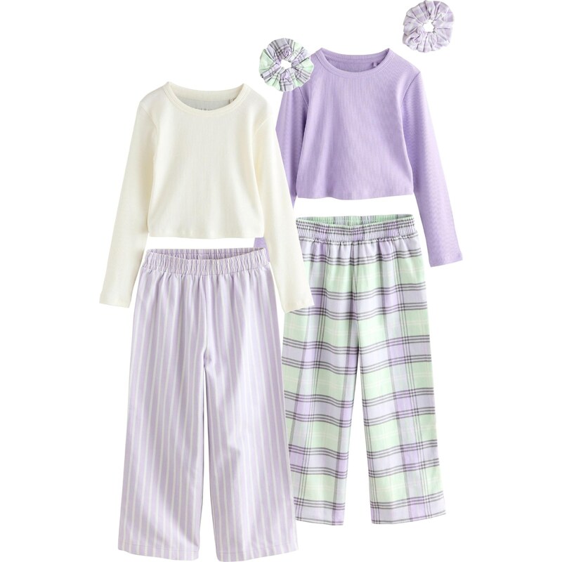 Next Pyžamo pastelovo žltá / sivá / pastelovo zelená / levanduľová 65883359