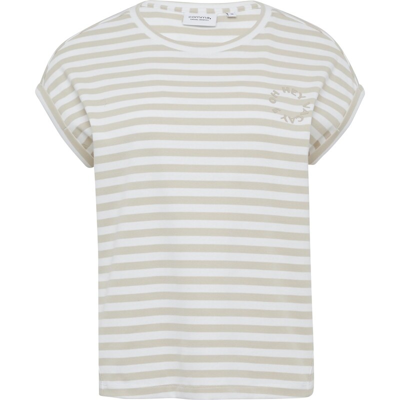 comma casual identity Tričko béžová / biela 65648818