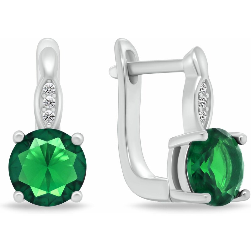 Brilio Silver Luxusné strieborné náušnice so zelenými zirkónmi EA548WG 66588791