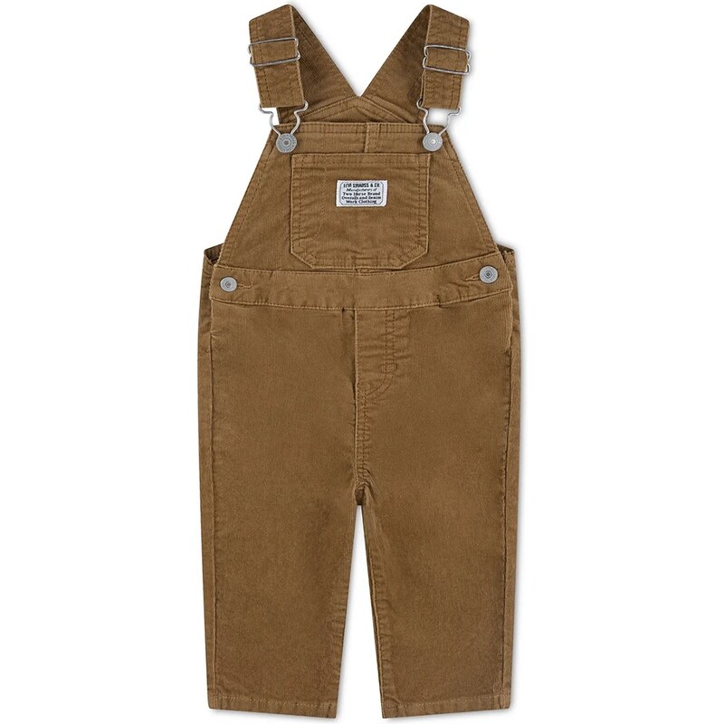 Detské bavlnené nohavice na traky Levis CORDUROY OVERALL 64816237