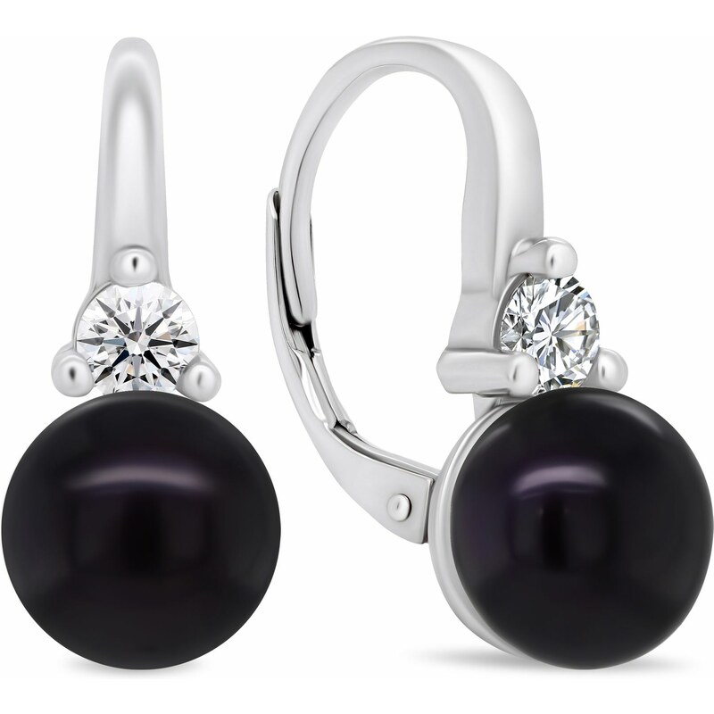 Brilio Silver Elegantné strieborné náušnice s čiernymi perlami a 66581460