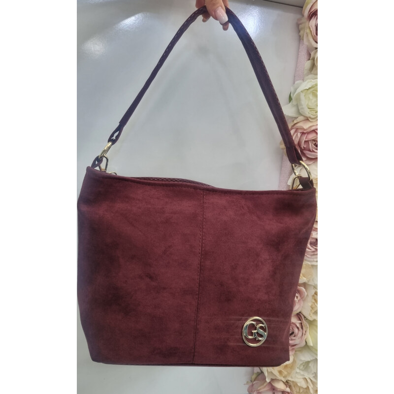 E-shop Katrins Fashion Bordová semišová kabelka Grosso