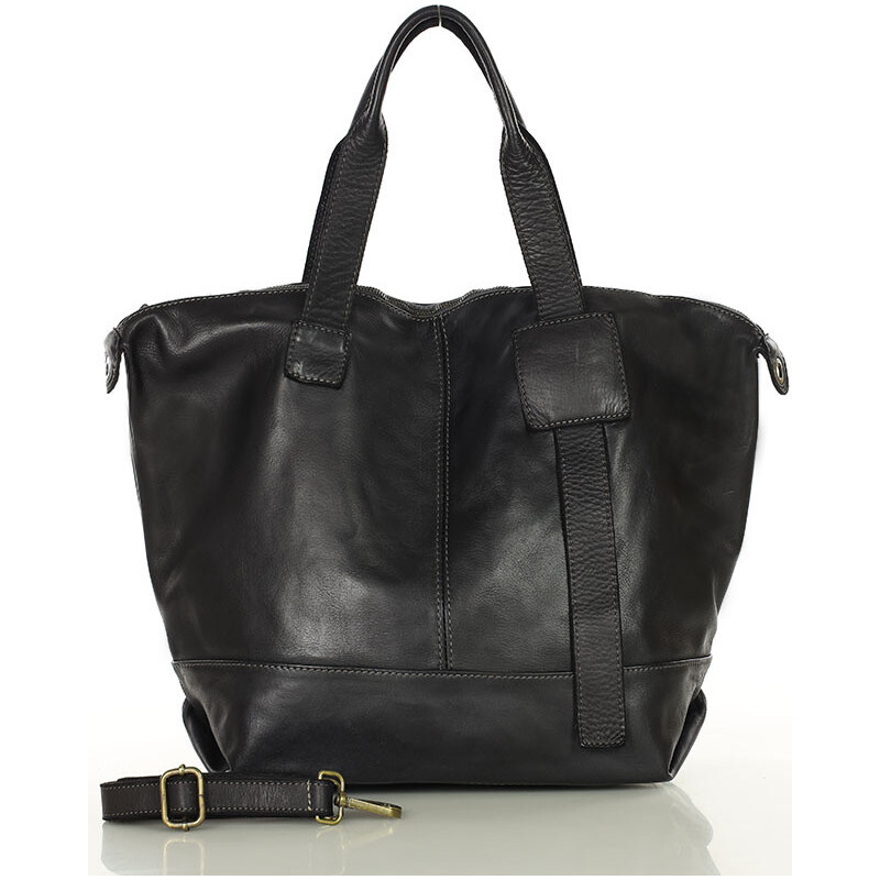 Marco Mazzini Veľká shopper taška z mäkkej talianskej kože | čierna 64813239