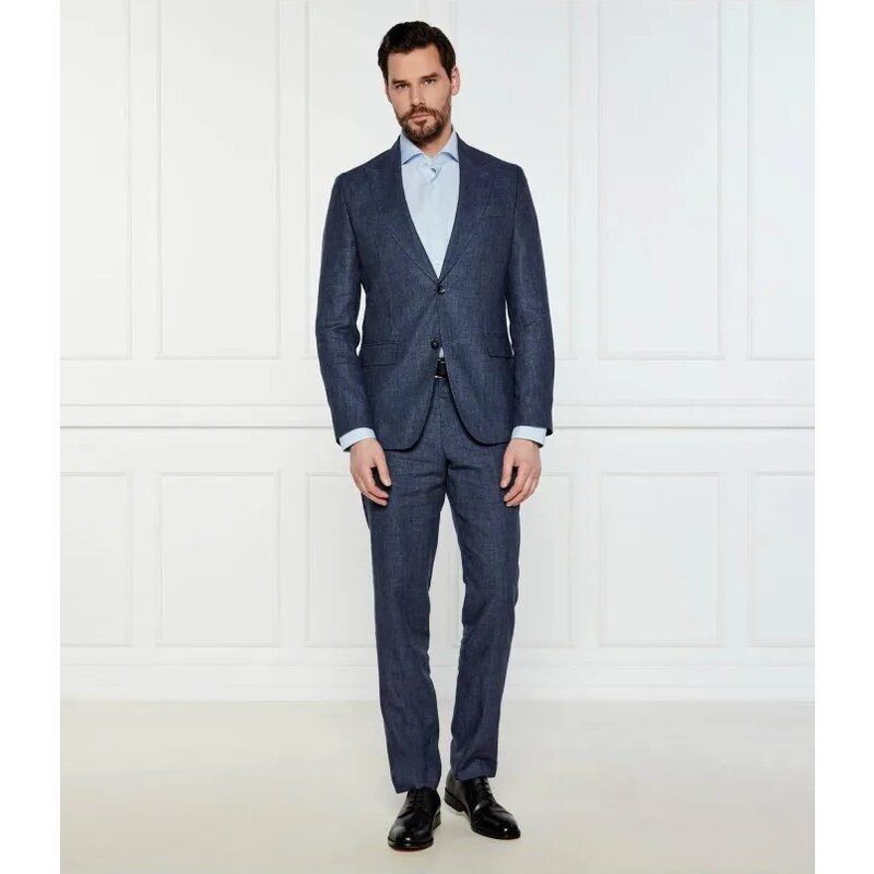 BOSS BLACK Ľanový oblek C-Huge-2Pcs-Peak-252 | Slim Fit | s prímesou 62620291