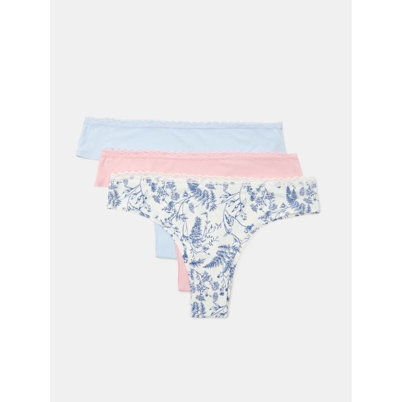 Sinsay - Brazílske nohavičky s čipkou, balenie 3 kusy - viacfarebná 65761245