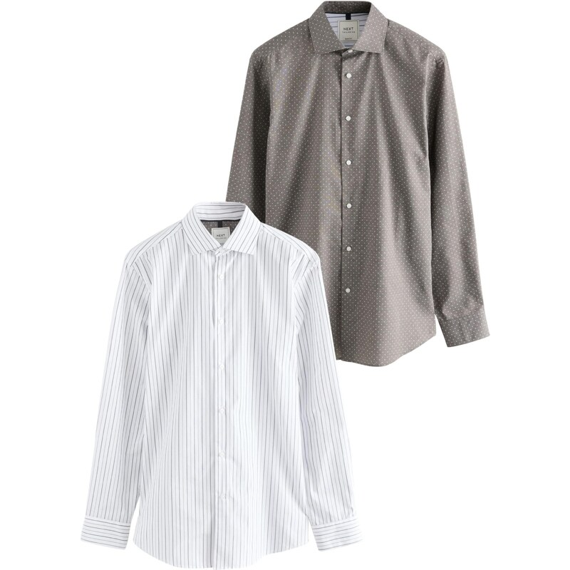Next Košeľa farby bahna / biela 64882978