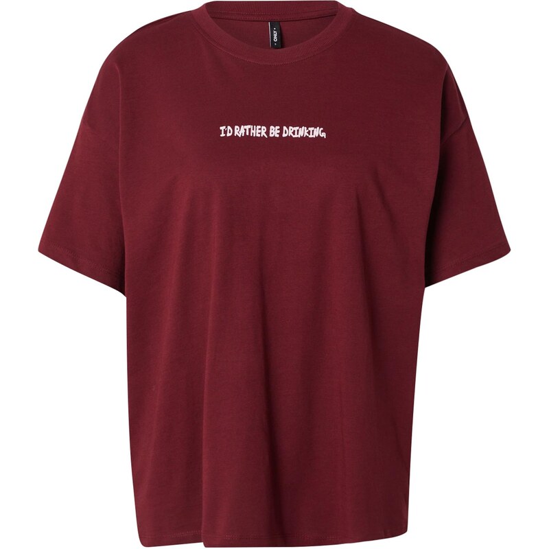 ONLY Tričko vínovo červená / biela 65216049