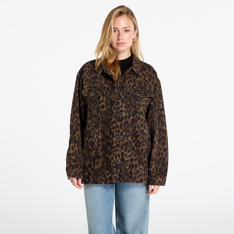 Bunda AllSaints Willow Leopard Print Denim Jacket Leppo Brown XS 64819812