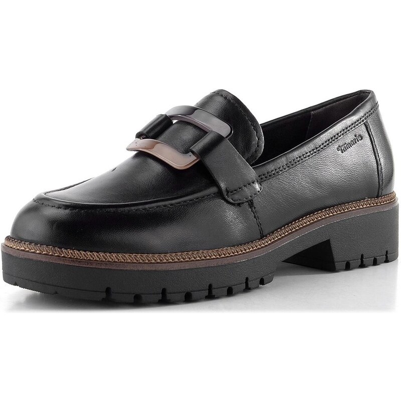 Tamaris mokasíny na vysokej podošve black leather 1-24722-43 66303122