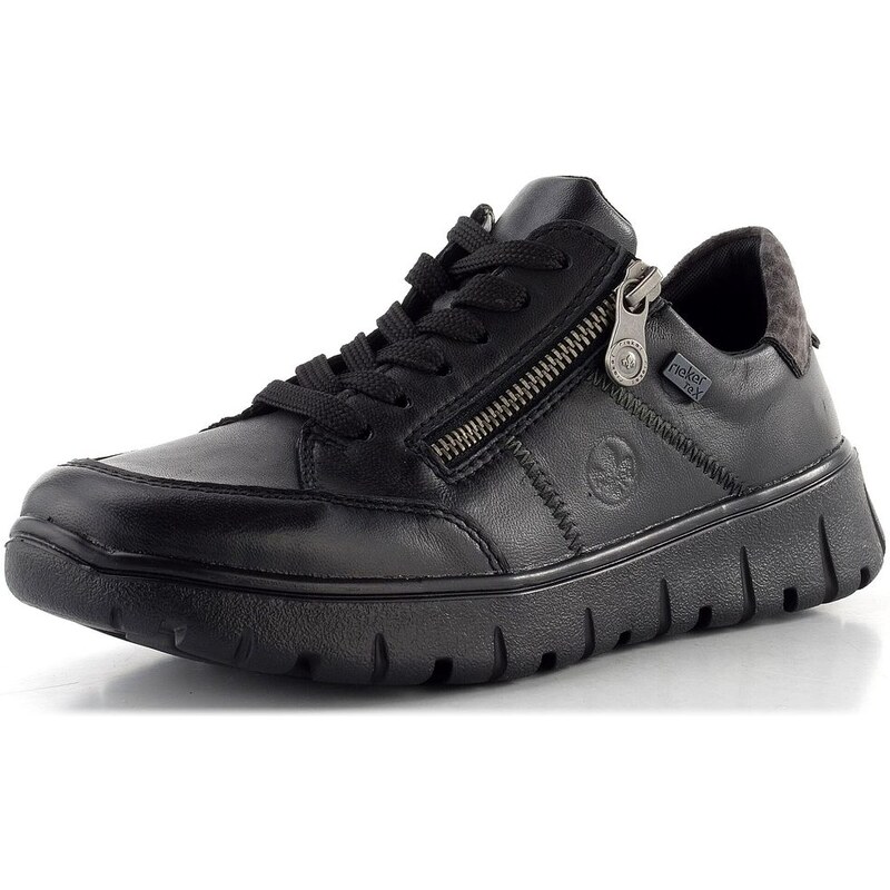 Rieker čierne šnurovacie poltopánky so zipsom a membránou N1301-01 65612033