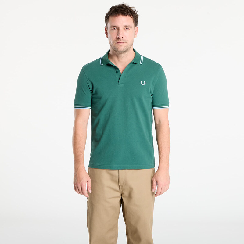 Tričko FRED PERRY Twin Tipped Fred Perry Shirt Sport Green /Track Blue 64741388