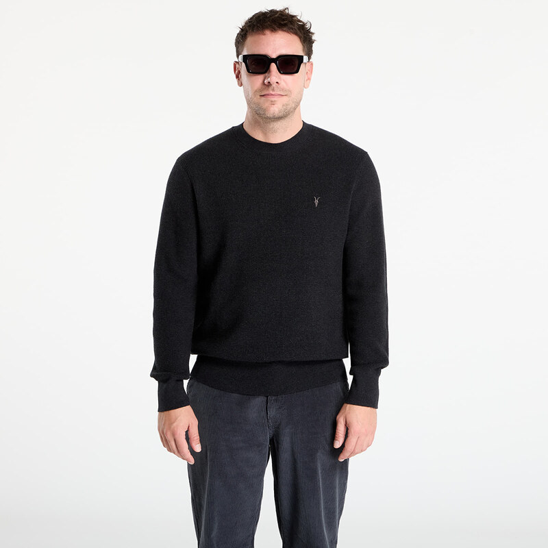 Sveter AllSaints Aspen Waffle Texture Crew Neck Ramskull Jumper Cinder 64822458