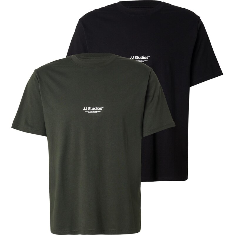 JACK & JONES Tričko JJESOHO tmavozelená / čierna 64826251