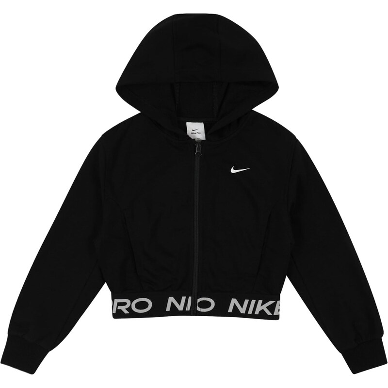 NIKE Športová mikina so zipsom Pro čierna / biela 65485000