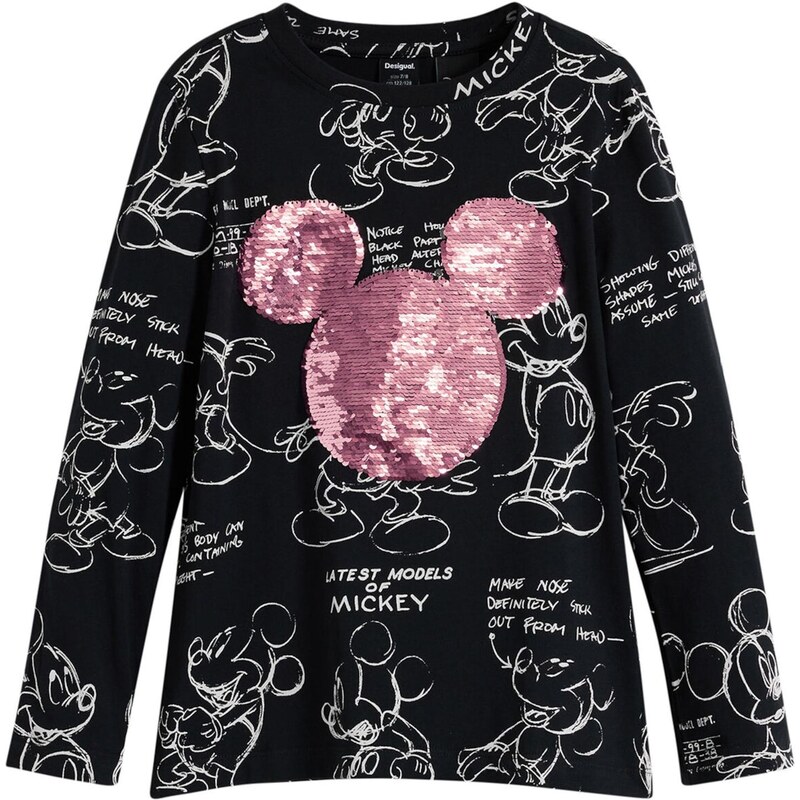 Desigual Tričko Mickey svetloružová / čierna / biela 65883288