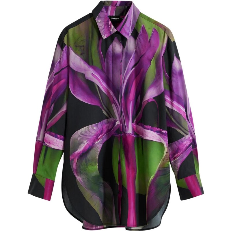 Desigual Blúzka trávovo zelená / fialová / tmavoružová / čierna 65657571