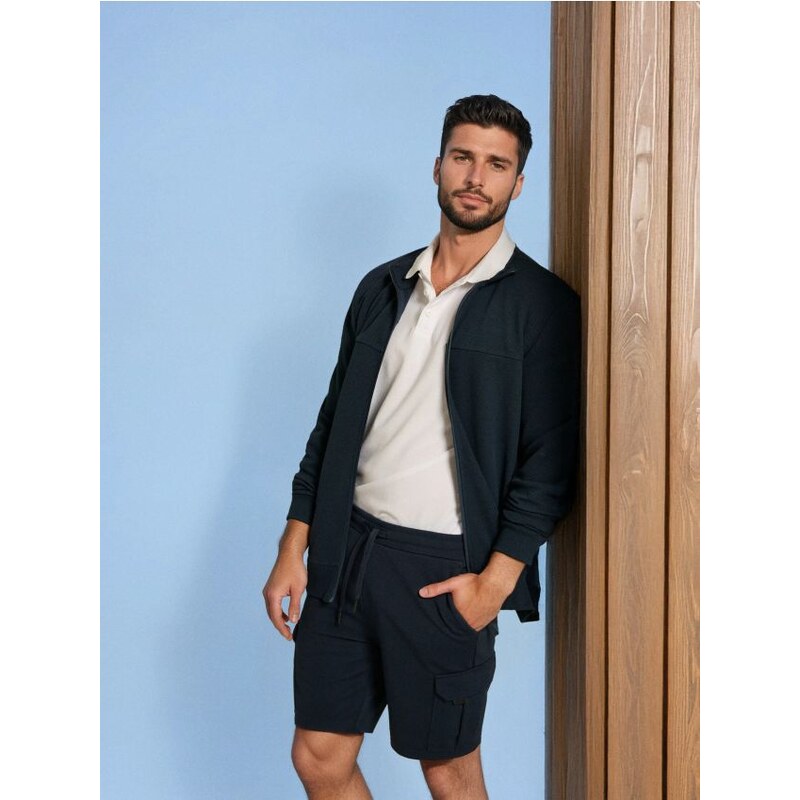 Sinsay - Cargo kraťasy - tmavomodrá 65744757