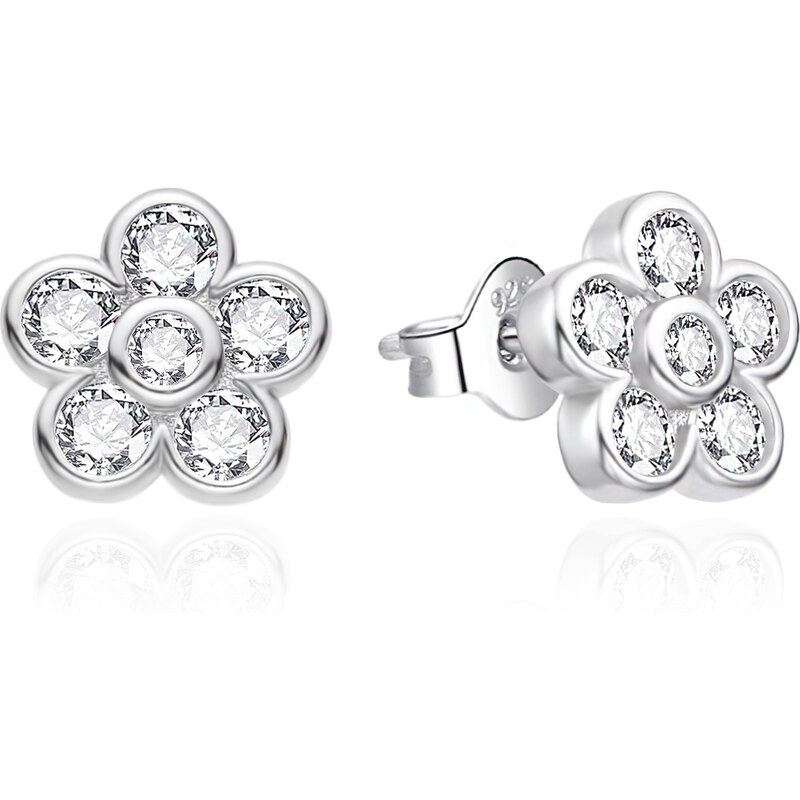 Agato Strieborné kvietkové náušnice s čírymi zirkónmi AGT-E257PW 66587516