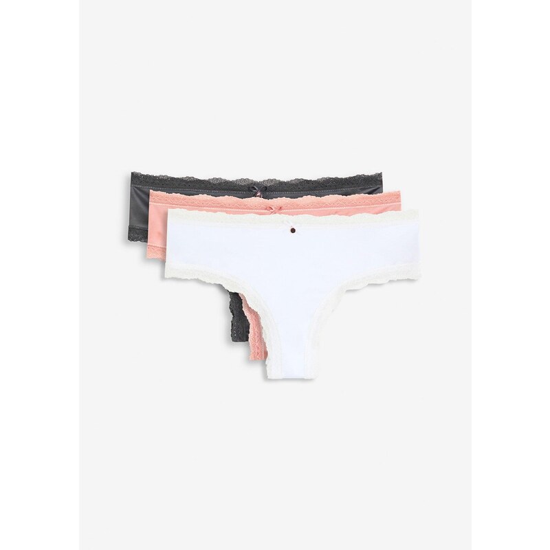 bonprix Brazílske nohavičky 3 ks, s lesklým efektom, farba šedá 64843019