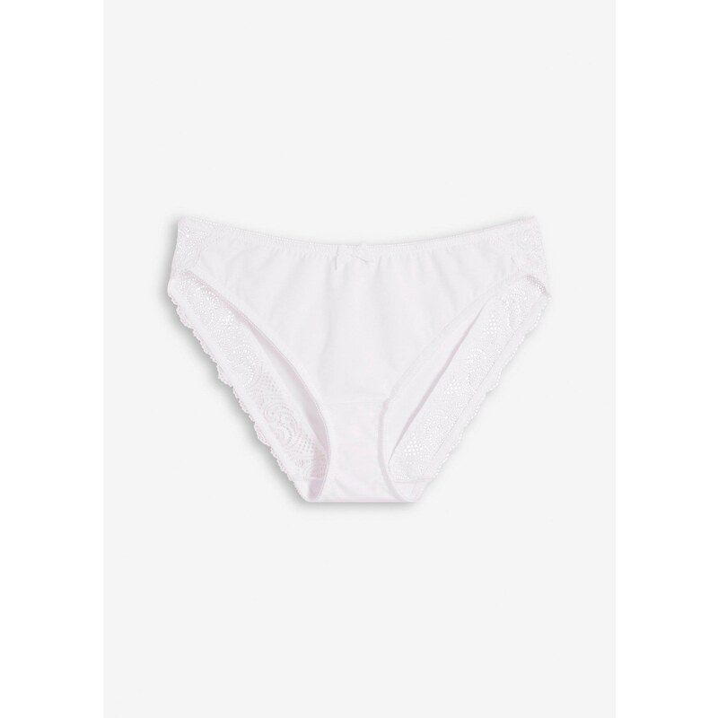bonprix Nohavičky s jemnou čipkou, farba biela 64843044