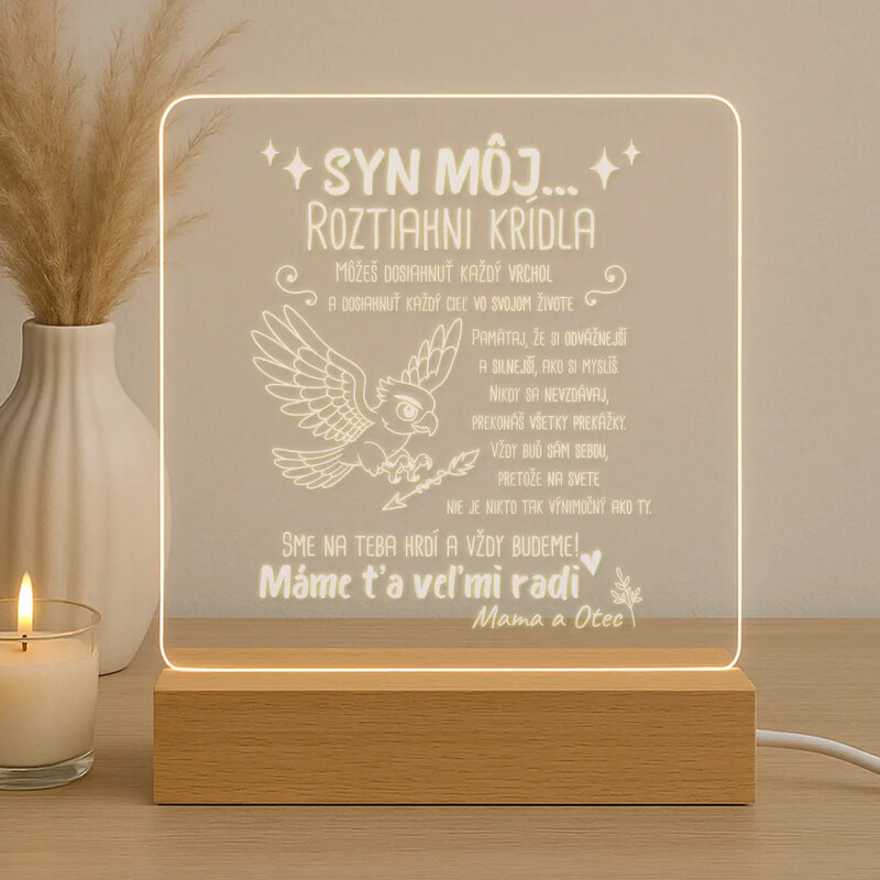 E-shop Garibald Syn môj... Roztiahni krídla - LED lampička s