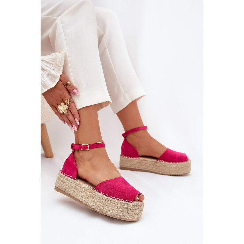 Boto Dámske espadrilky na platforme s pletením fuchsie Selise 64845735