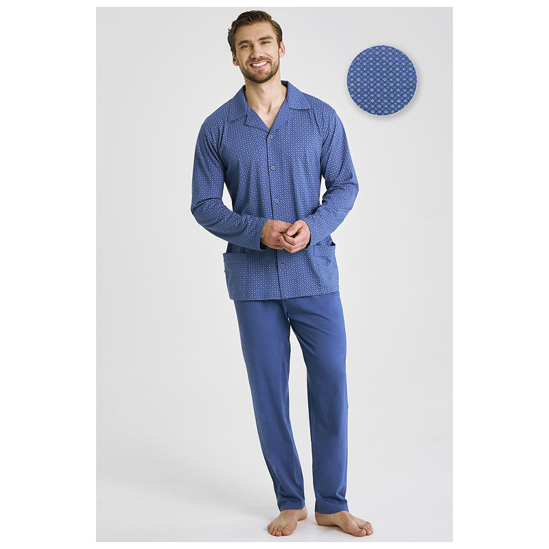 Taro Pánske pyžamo Derek modré dlhé 64891660