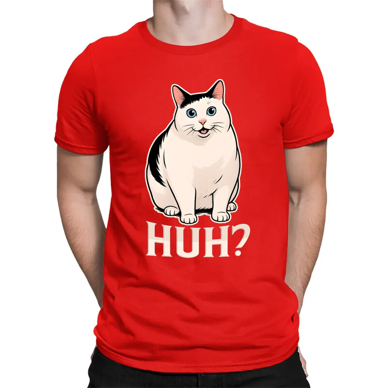 E-shop Garibald Huh? - biela mačka - pánske tričko s potlačou