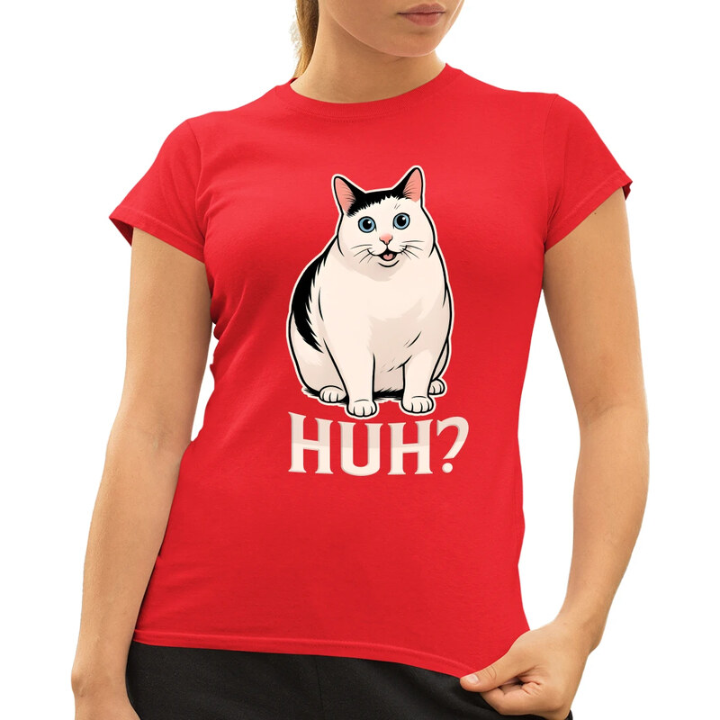 E-shop Garibald Huh? - biela mačka - dámske tričko s potlačou