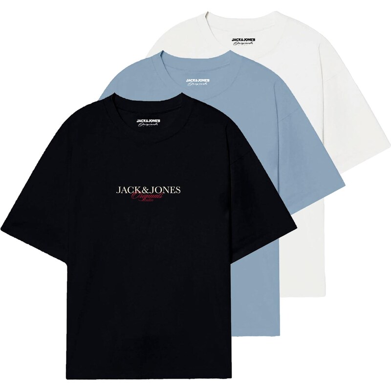 JACK & JONES Tričko JORBILLYBURG svetlomodrá / karmínovo červená / 64865920