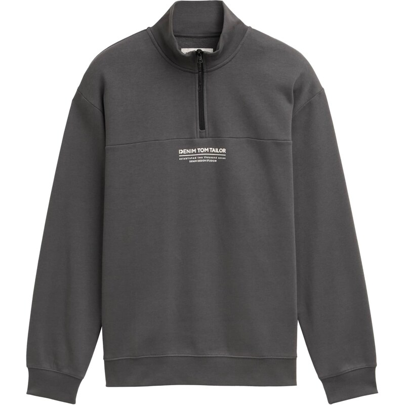 TOM TAILOR DENIM Mikina tmavozelená / biela 65121225