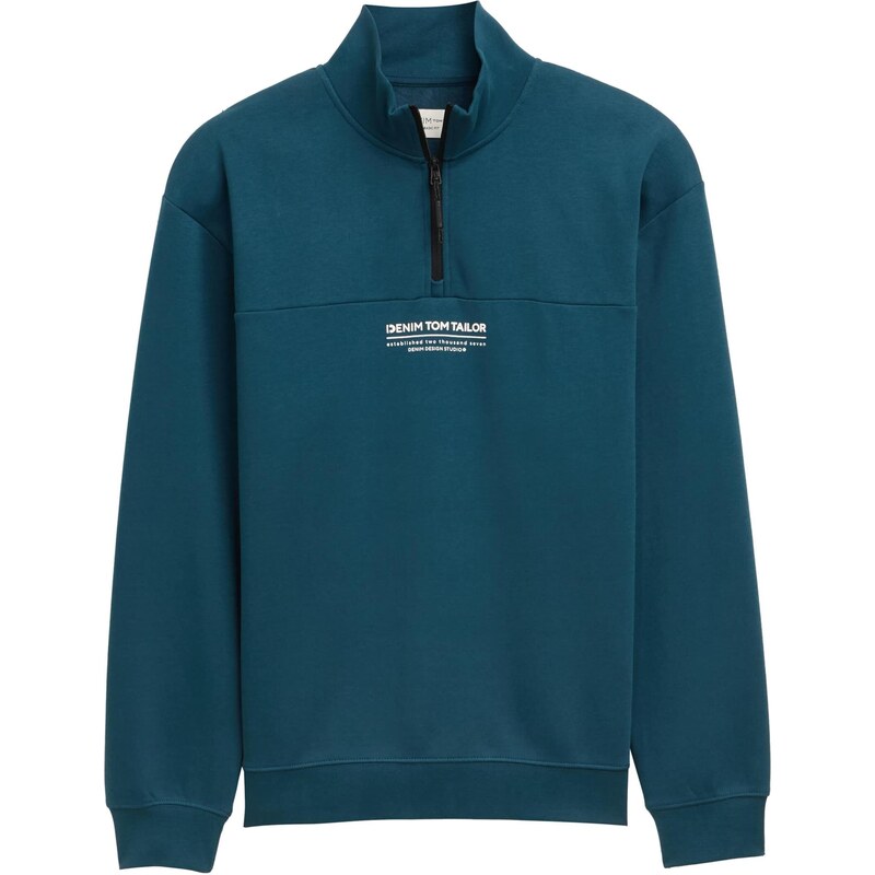 TOM TAILOR DENIM Mikina petrolejová / biela 65121228