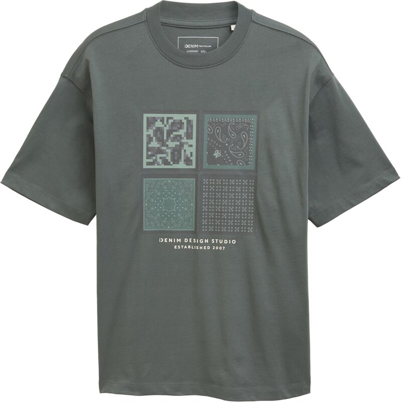 TOM TAILOR DENIM Tričko svetlosivá / mätová / svetlozelená / biela 64866182