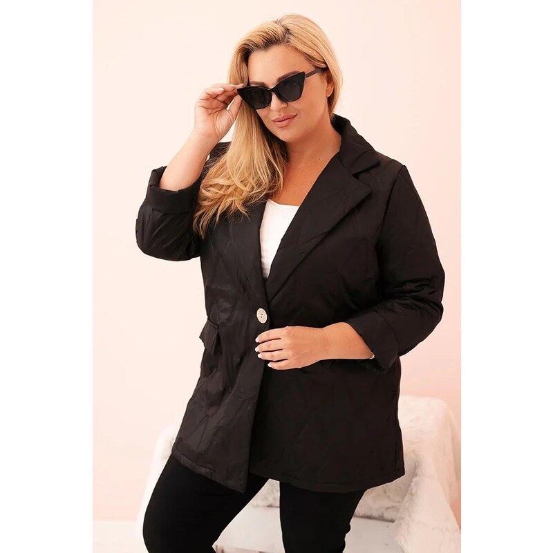 MladaModa Prechodná prešívaná bunda na gombíky model 5663 čierna 65626786