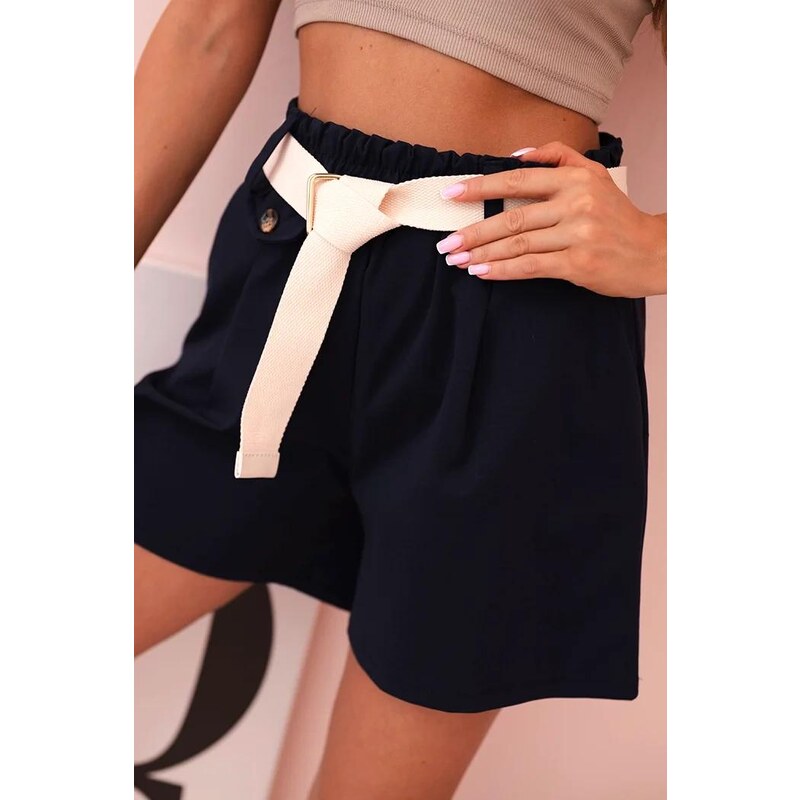 MladaModa Šortky s vysokým pásom a opaskom model 53000 farba 64919482