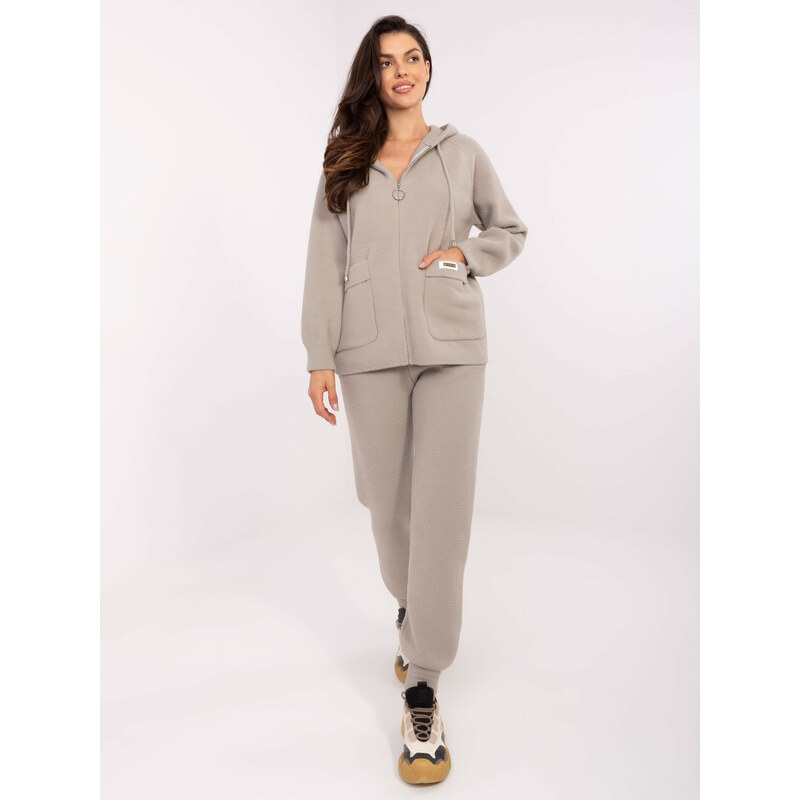 BASIC Sivá dámska pletená súprava mikiny a nohavíc MBM-KMPL-30818.60 64874630