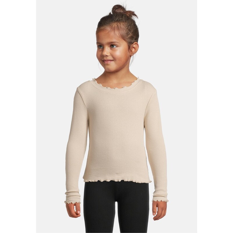 E-shop Urban Classics Girls ribbed long-sleeved T-shirt beige