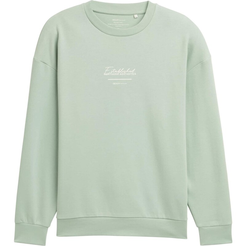 TOM TAILOR DENIM Mikina svetlozelená / biela 65121231