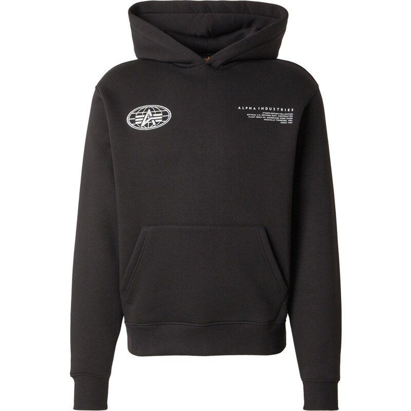 ALPHA INDUSTRIES Mikina World čierna / strieborná / biela 65659373