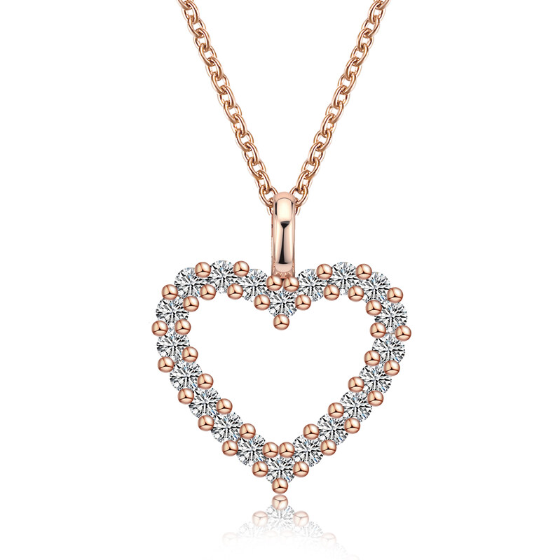 Olivie Stříbrný náhrdelník ROSE 0,6ct MOISSANITE SRDCE 9805 64892357