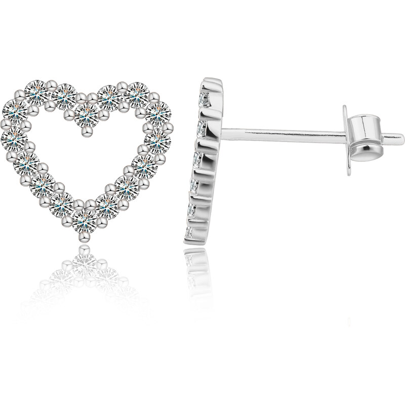 Olivie Strieborné náušnice moissanitové SRDCE 9809 64892359