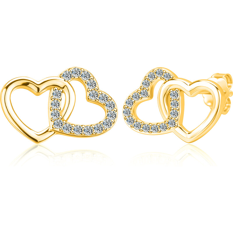Olivie Stříbrné moissanitové náušnice SPOJENÁ SRDCE GOLD 9813 64892363