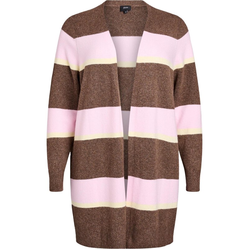 Zizzi Kardigán Casunny gaštanová / svetložltá / púdrová 65884140