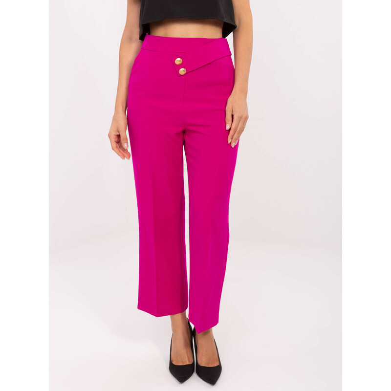 RUE PARIS Fuchsiové dámske voľné skrátené nohavice TO-SP-18150.02 57950083