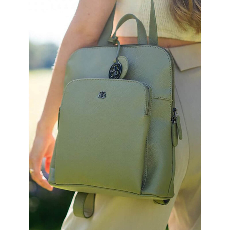 Dámsky kožený batoh Bellicci Candence - svetlo zelená 61911899