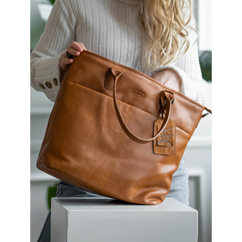 Dámska kožená kabelka Sparwell Janne - koňak 44072162