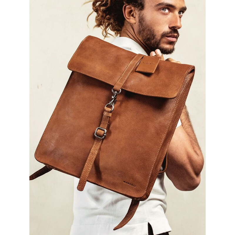 Trendy kožený batoh Burkely Alm - koňak 20839695