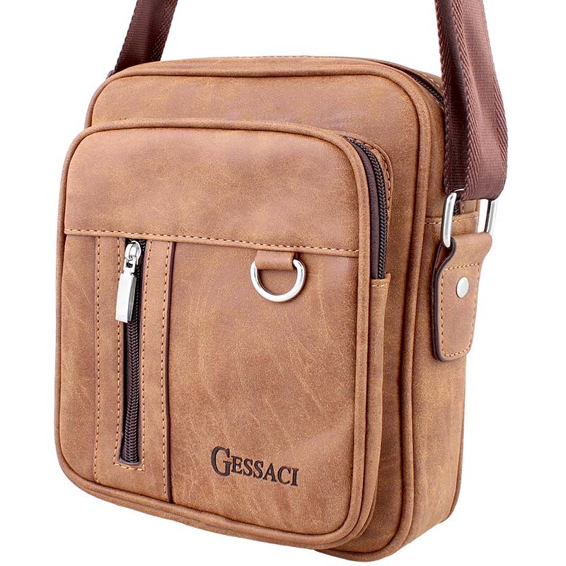 Kožená taška cez rameno Gessaci hnedá 64886105
