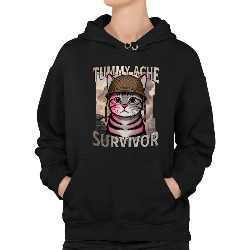E-shop Garibald Tummy ache survivor - mačací vojak - dámska mikina s