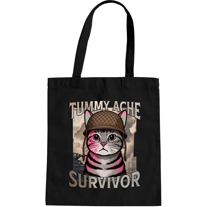Garibald Tummy ache survivor - mačací vojak - taška s potlačou 64889893